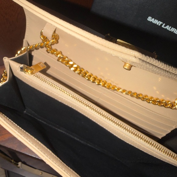 Yves Saint Laurent Beige Quilted Clutch with Gold Accents - Picture 3 of 5